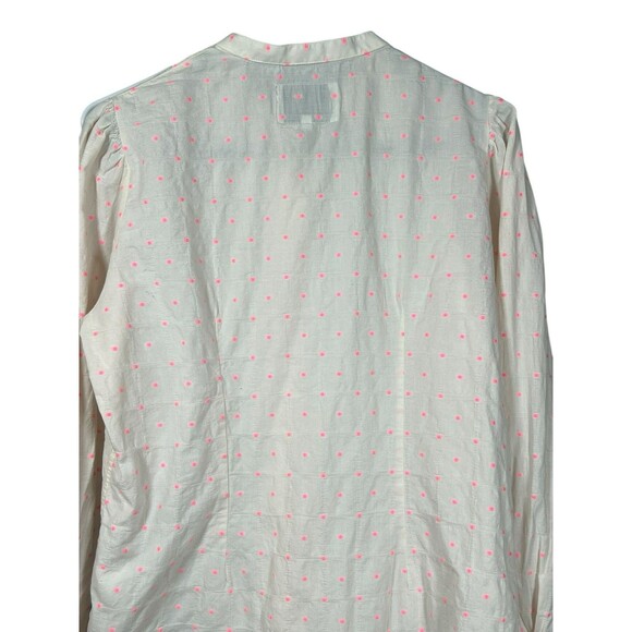 The Shirt Rochelle Behrens Blouse Pink Polka Dot Button Down Medium Preppy - Picture 10 of 12
